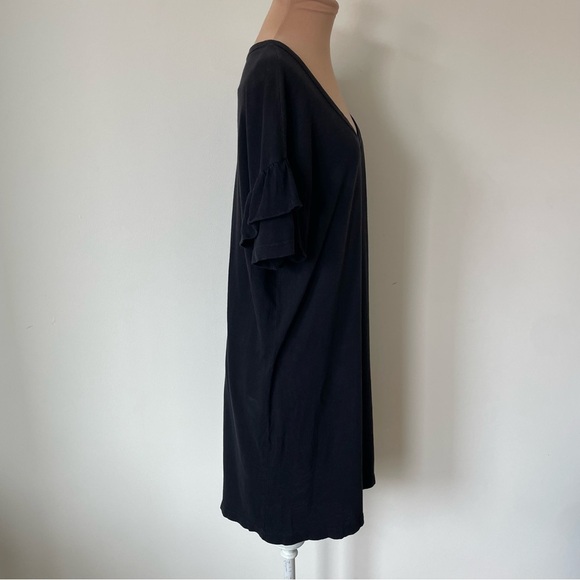 Current Elliott Ruffle Short Sleeve Roadie Washed Black T-Shirt Dress EUC 0/XS - Picture 8 of 12